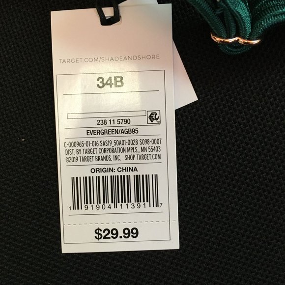 NWT Shade & Shore Triangle Bikini Top Underwire Ribbed Evergreen Size 34B - Picture 10 of 10